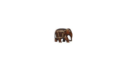 Rajasthani Tribal Handmade Brown '' Elephant '' Figured Wooden Statue Antique Design Elephant for Showpiece