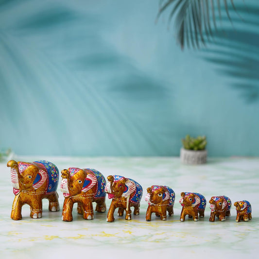 Handmade 7pc Elephant Family Set Showpiece For decorate
