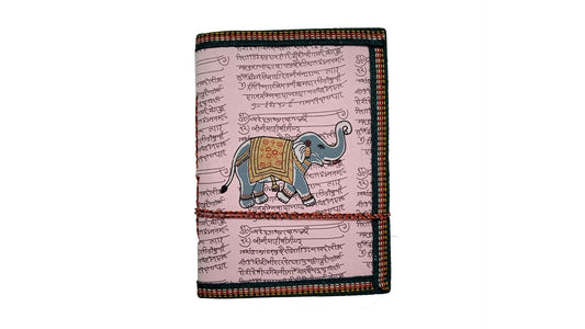 Handmade Paper Journal Diary Notebook Jolly Elephant: Stitched In Traditional Indian Style (Purple 6x8)