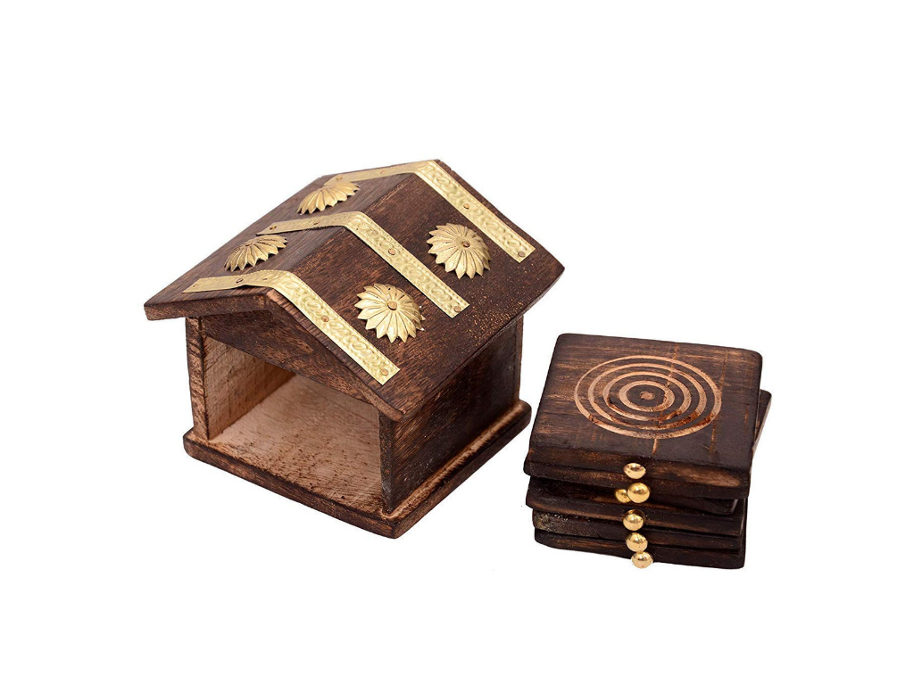 Wooden Hut Shape Coaster for Home Kitchen and Dinning Coffee Tea Coaster