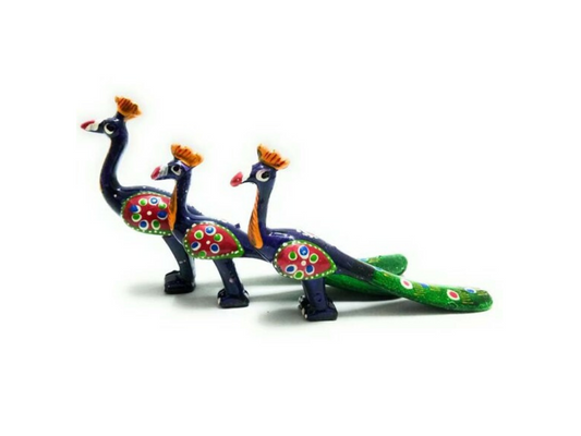 Handcrafted 3pc Peacock Family Set Showpiece For Decorate