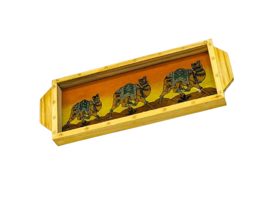 Handmade Ethnic Gemstone Painted Pretty Wooden Serving Tray (10x4)