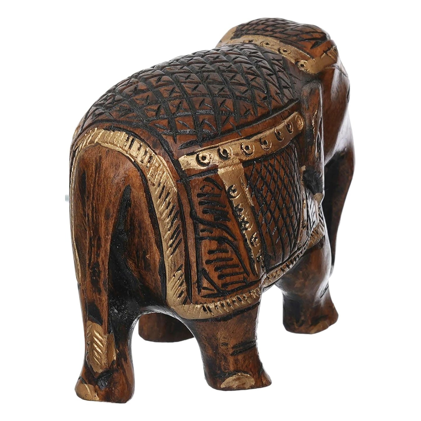 Rajasthani Tribal Handmade Brown '' Elephant '' Figured Wooden Statue Antique Design Elephant for Showpiece with Brown Colour-1