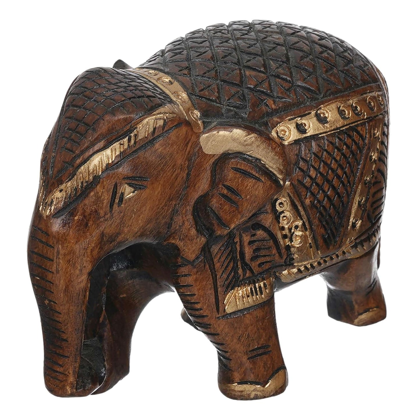 Rajasthani Tribal Handmade Brown '' Elephant '' Figured Wooden Statue Antique Design Elephant for Showpiece with Brown Colour-1