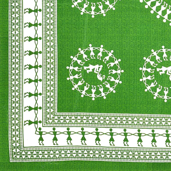 Rajasthani Jaipuri Traditional Sanganeri Print 144 TC Cotton King Size Bedsheet with 2 Pillow Covers -(Green)