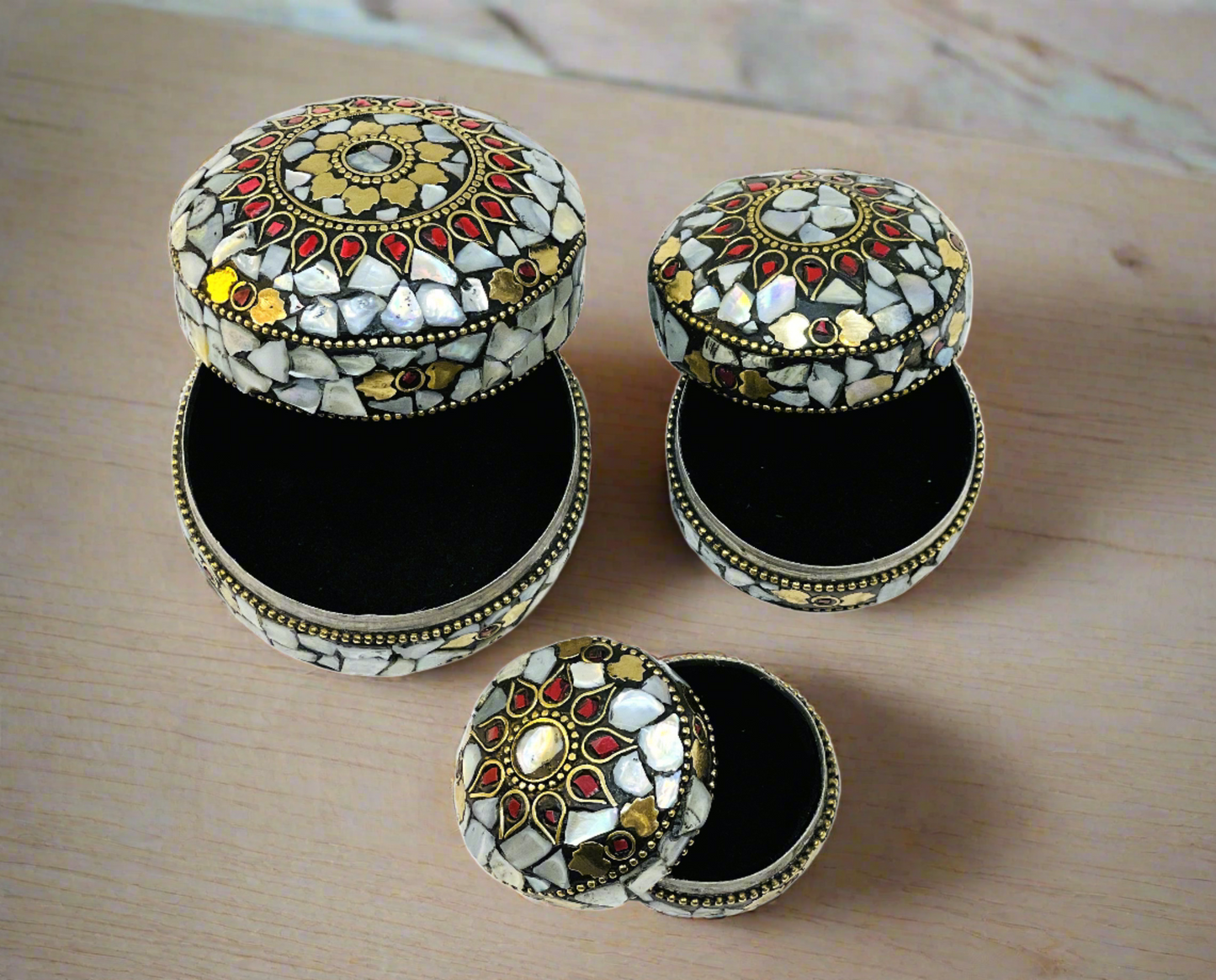 Handmade 3pc Set Feroza Stone Work Jewellery Box