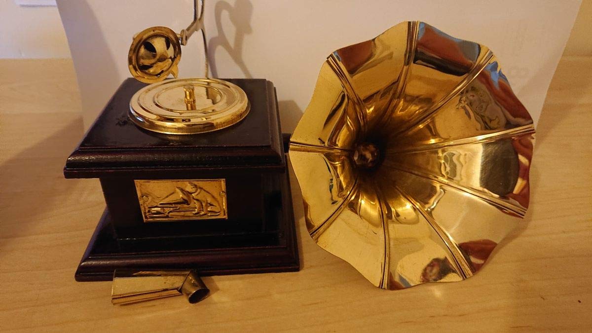 Jaipuri Vintage Sparkle Square Gramophone Showpiece - 23 cm (Brass, Brown, Gold Finish)"