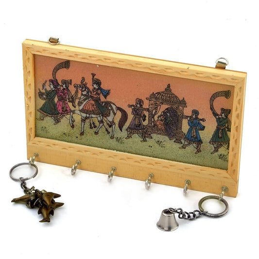 Wooden Hand Crafted Gemstone Painting Key Holder