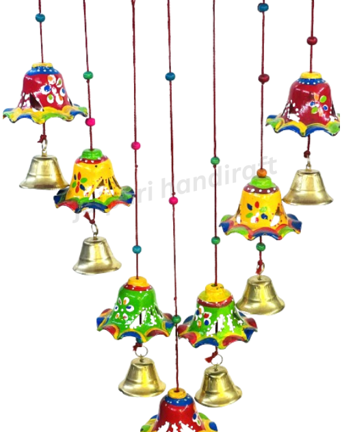 Handmade Rajasthani Colored Bells Wall/Door Hanging For Decor And Gift