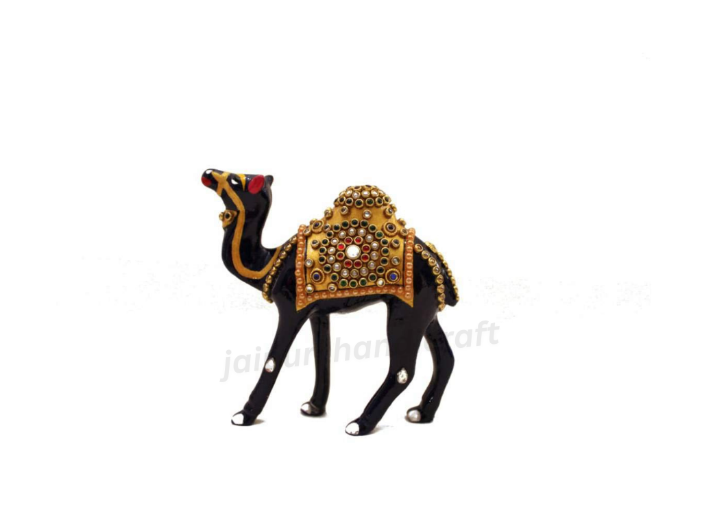 Metal Handmade Stone Work Camel Decorative Showpiece Figurine for Decor (Set of 2)