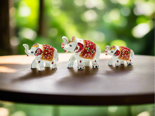 Handmade 3pc Set Elephant Family Set For Decor
