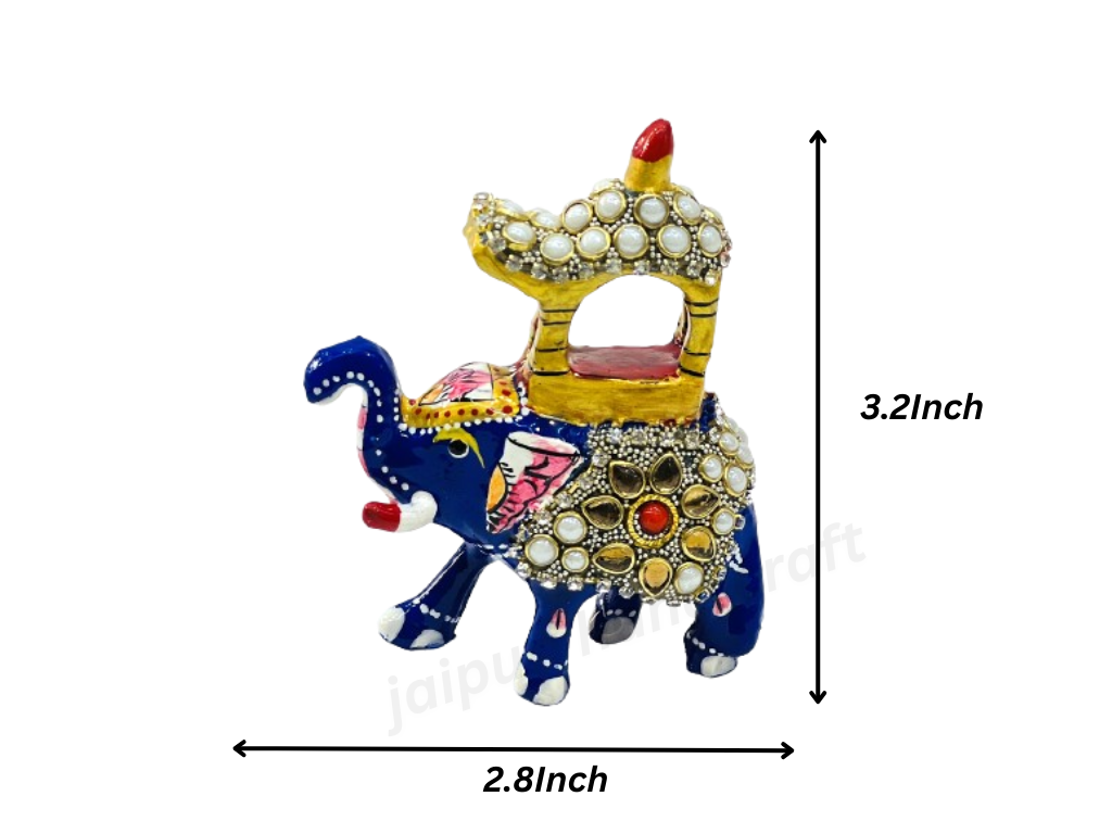 Hand Painted Metal Lacquer Work Ambavari (Rajasthani) Elephant