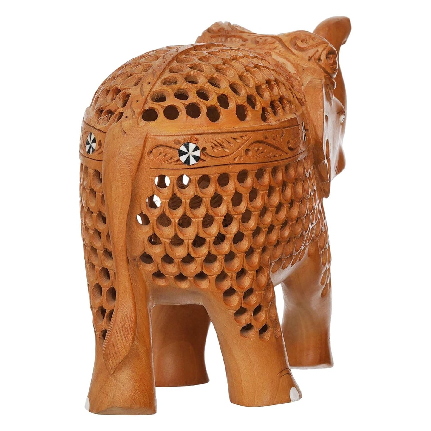 Rajasthani Tribal Handmade Brown '' Elephant '' Figured Wooden Statue Antique Design Elephant for Showpiece For Home Decor And Gift