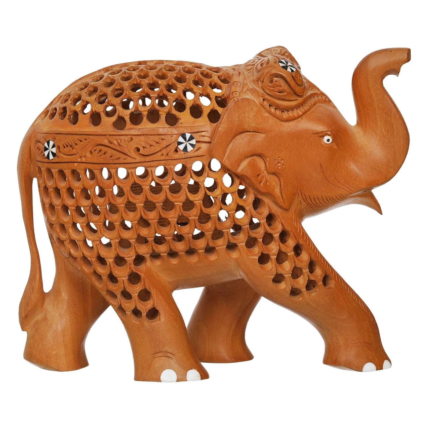 Rajasthani Tribal Handmade Brown '' Elephant '' Figured Wooden Statue Antique Design Elephant for Showpiece For Home Decor And Gift