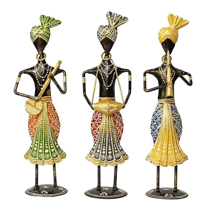 Rajasthani Tribal Metal Handicraft Muisician Showpiece Statue Table Decoration Items for Home And Gift