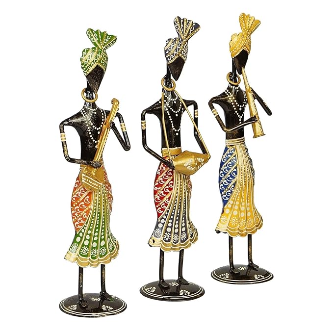 Rajasthani Tribal Metal Handicraft Muisician Showpiece Statue Table Decoration Items for Home And Gift