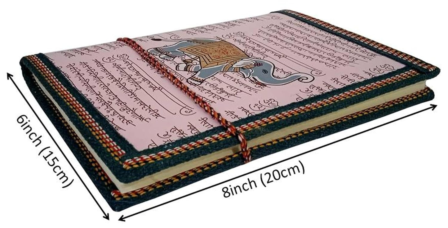 Handmade Paper Journal Diary Notebook Jolly Elephant: Stitched In Traditional Indian Style (Purple 6x8)