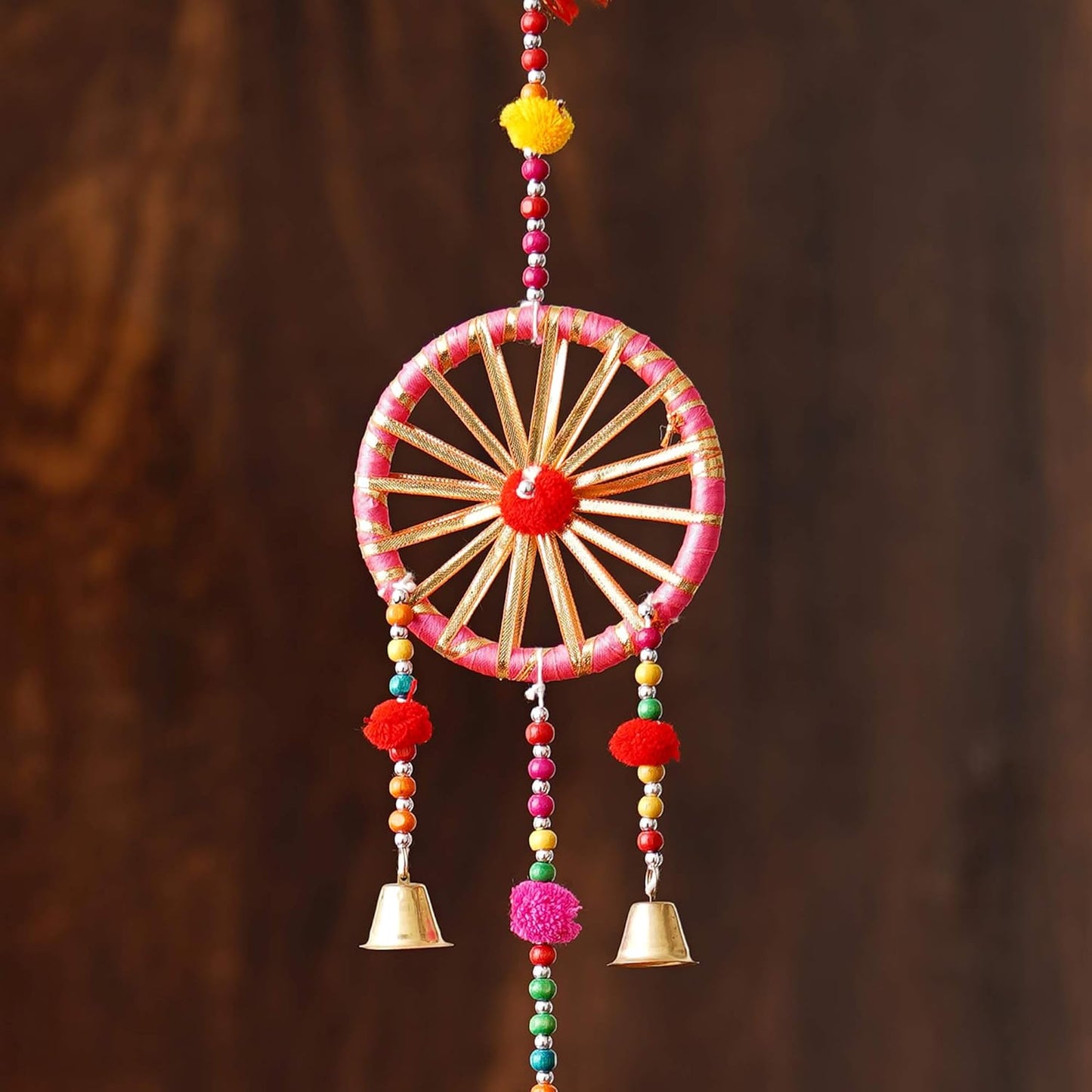 Handcrafted Decorative Colorful Circles Wall/Door/Window Hanging Bells