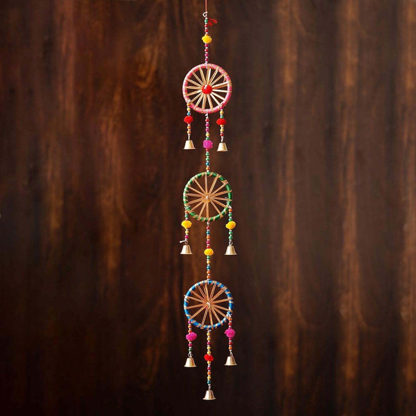 Handcrafted Decorative Colorful Circles Wall/Door/Window Hanging Bells