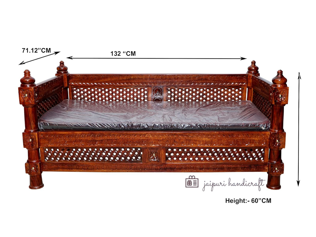 Jaipuri Handmade Antique Sheesham (Rosewood) Solid Wood Sofa Set | Wooden Sofa Set For Living Room  (2+1+1 with 4 Stool & Center Table)