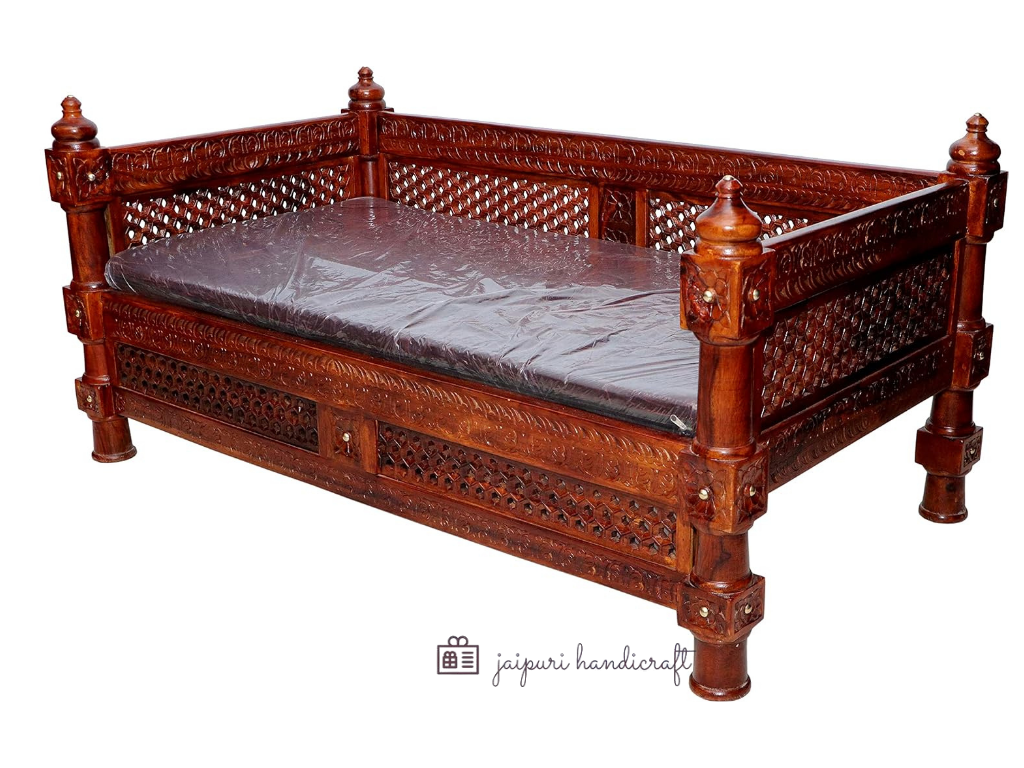 Jaipuri Handmade Antique Sheesham (Rosewood) Solid Wood Sofa Set | Wooden Sofa Set For Living Room  (2+1+1 with 4 Stool & Center Table)