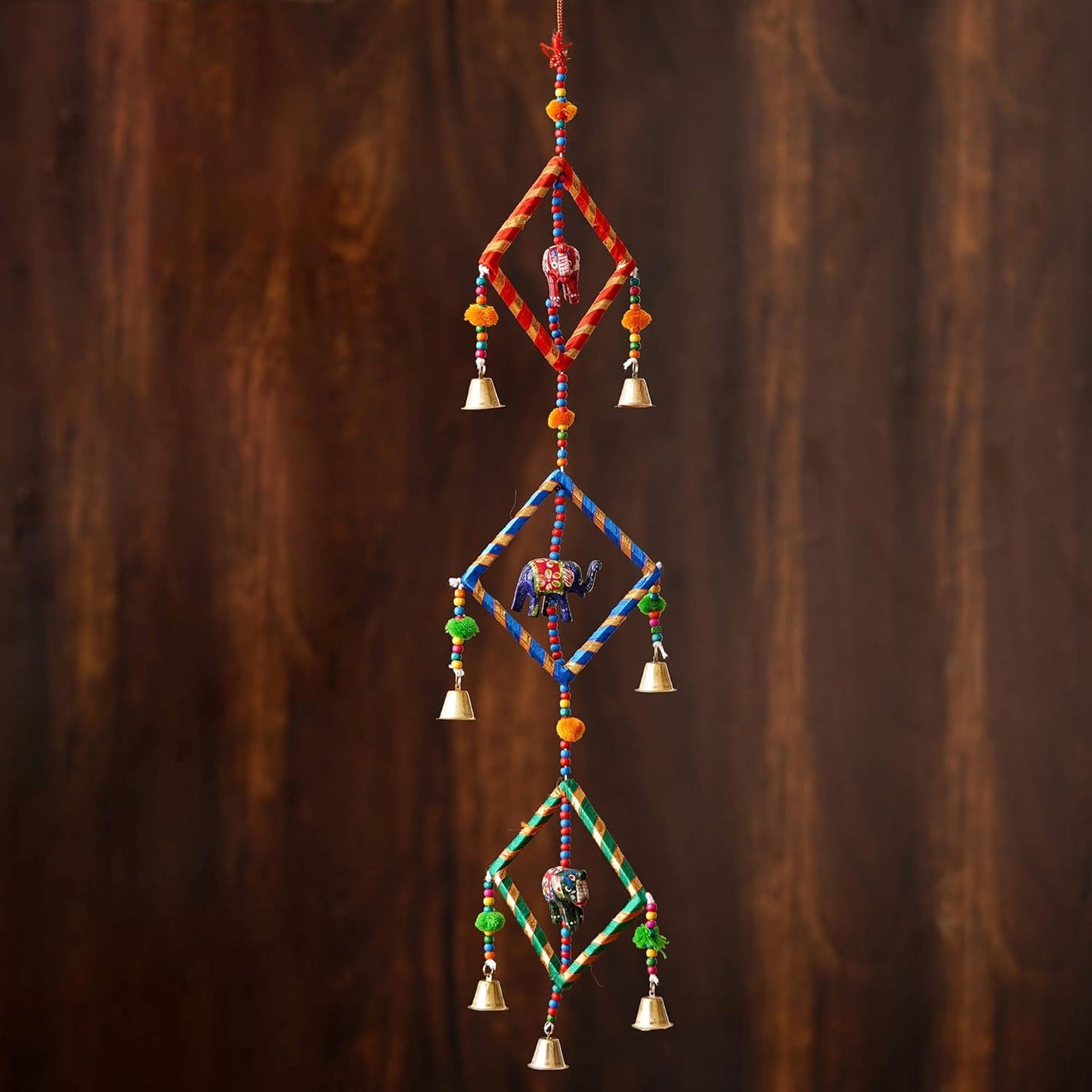 Handcrafted Decorative Colorful Square Wall/Door/Window Hanging Bells