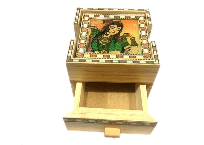 Wooden Handmade Tea Coaster With Box