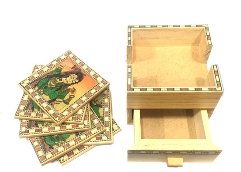 Wooden Handmade Tea Coaster With Box