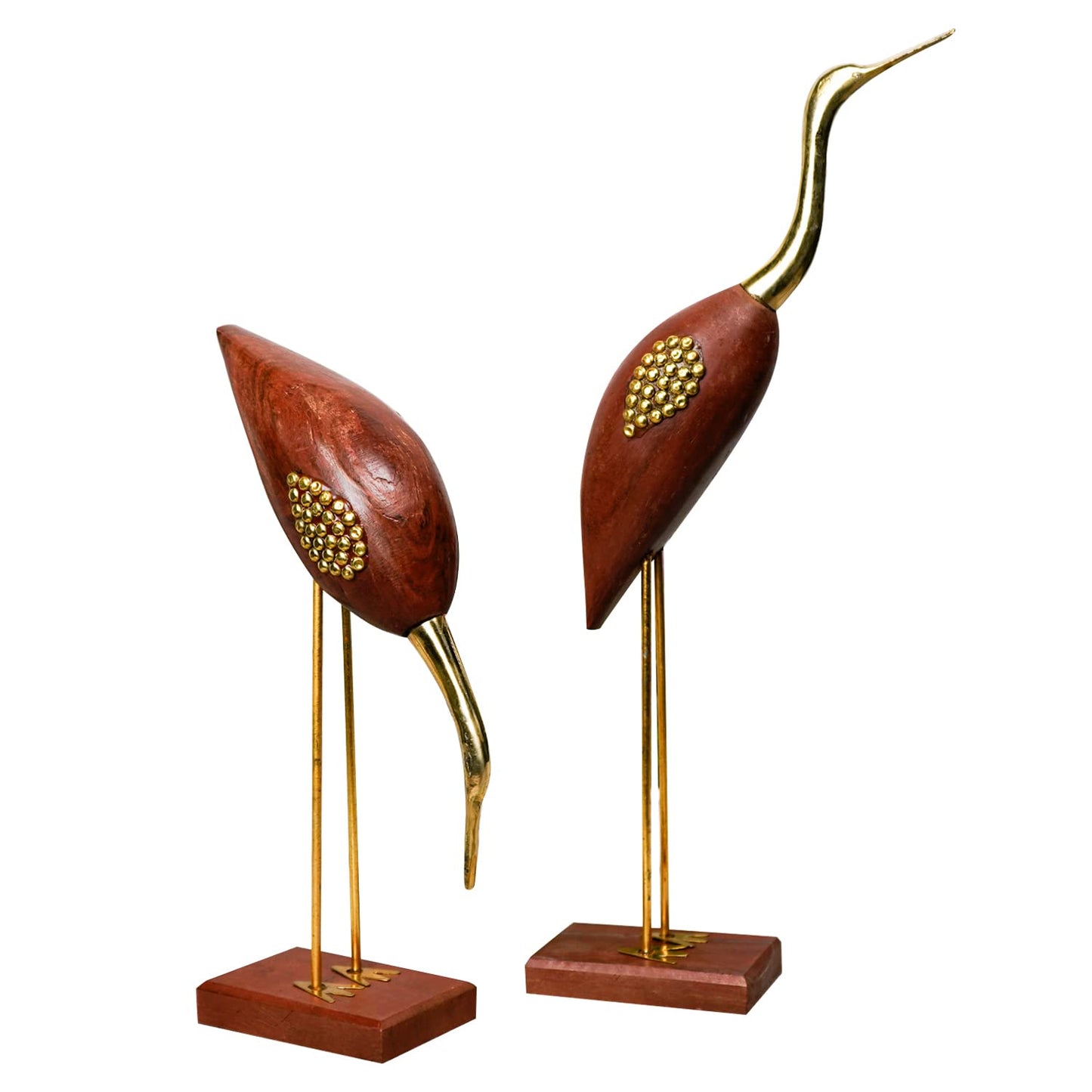 Jaipuri Premium Swan Pair Showpiece, Wooden Show Pieces for Home Decor Items for Living Room Bedroom, Swan Crane Love Birds Good Luck Kissing Duck Show Piece-(Brown,16 inch)-Set of 2