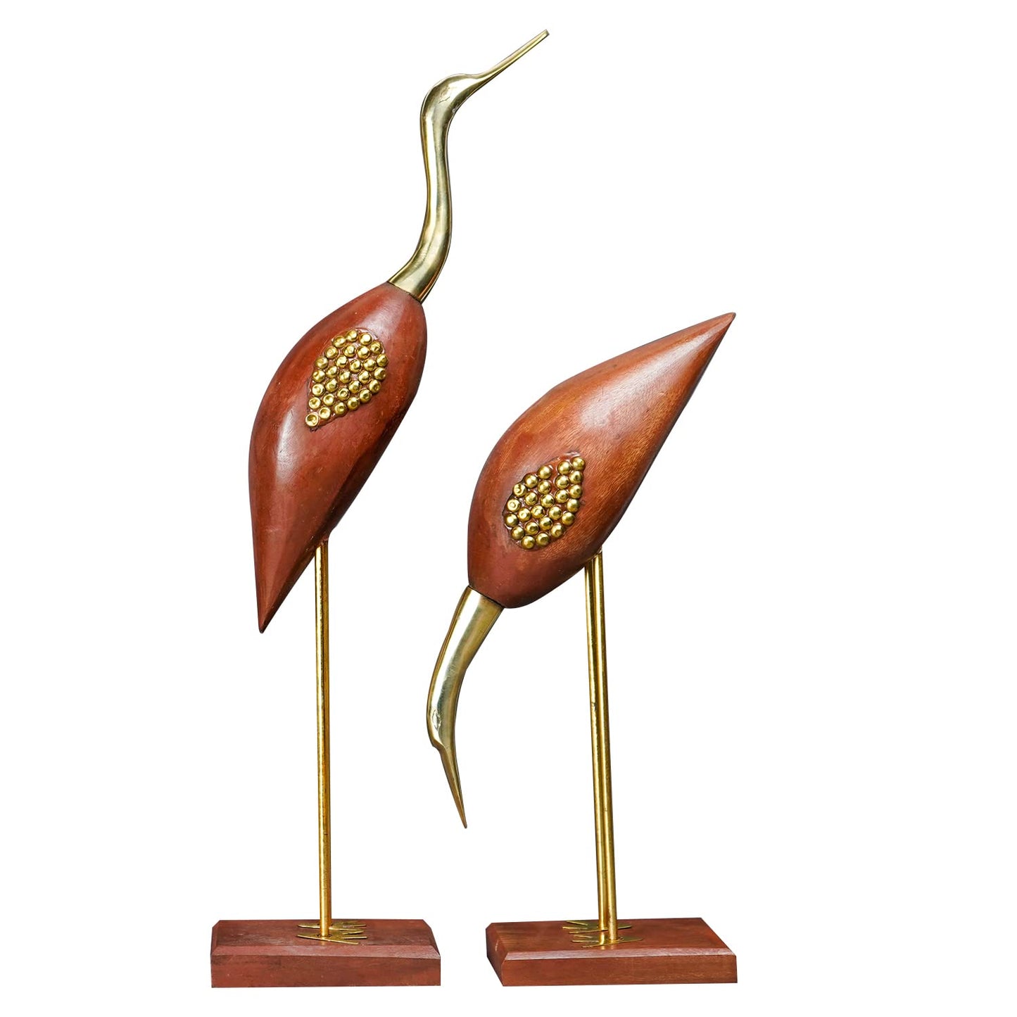 Jaipuri Premium Swan Pair Showpiece, Wooden Show Pieces for Home Decor Items for Living Room Bedroom, Swan Crane Love Birds Good Luck Kissing Duck Show Piece-(Brown,16 inch)-Set of 2